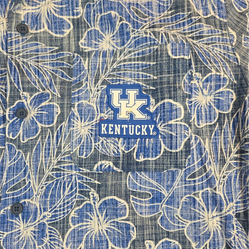 Kentucky Wildcats Hawaiian Shirt Mens L Blue Floral Top Of The World NCAA NWT - Picture 2 of 8